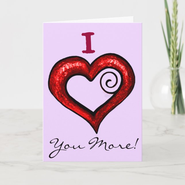 Rotes wirbelherz feiertagskarte (Vorderseite)