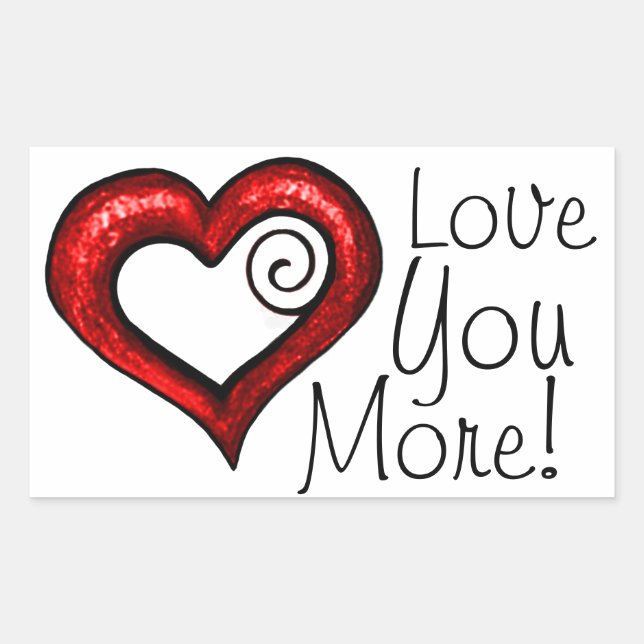 Rotes wirbelherz rechteckiger aufkleber (Vorderseite)