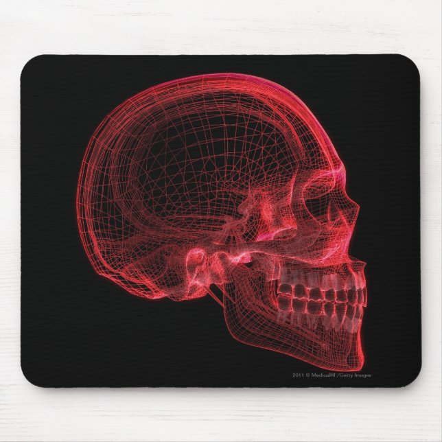Rotes wireframe eines Schädels Mousepad (Vorne)