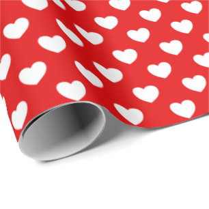 Rotes Wrapping Paper und Muster der weißen Liebe Geschenkpapier