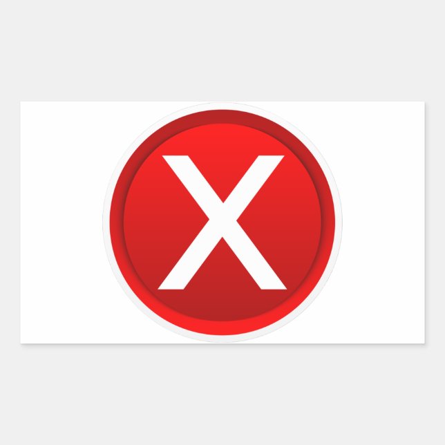 Rotes X - Nein / Falsches Symbol Rechteckiger Aufkleber (Vorderseite)