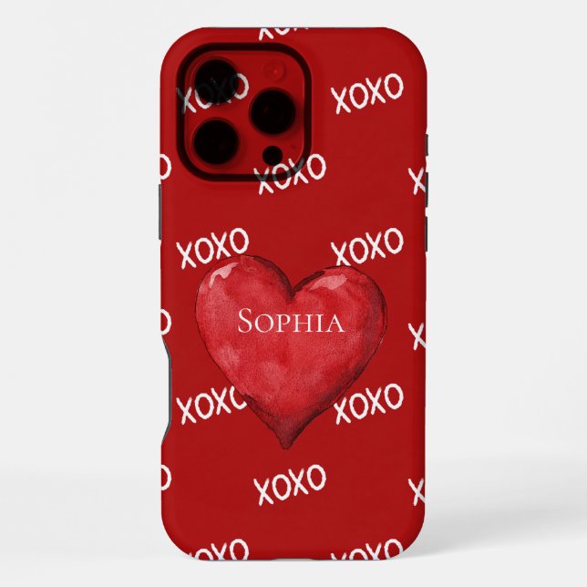 Rotes XOXO-Herz iPhone Hülle (Rückseite)