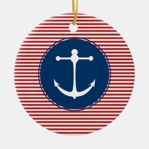 Rotes Yachtclub-Muster Keramikornament