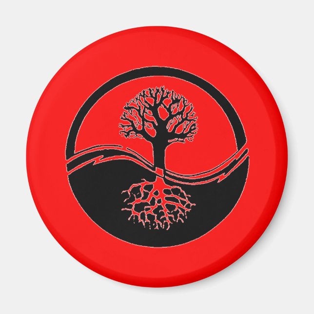 Rotes Yan-Yang-Symbol Magnet (Vorne)