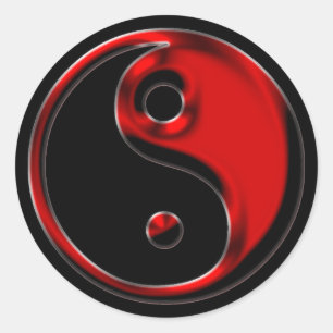 Rotes Yin Yang Runder Aufkleber