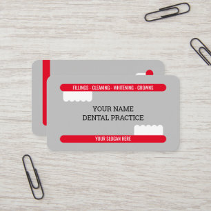 Rotes Zahnbürstenlogo berufliche Zahnarztpraxis Visitenkarte