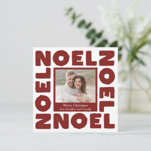 Rotes zeitgenössisches Noel-Typografie-Foto für de Karte