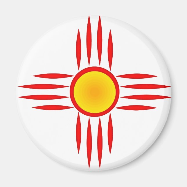Rotes Zia mit gelbem Zentrum Magnet (Vorne)