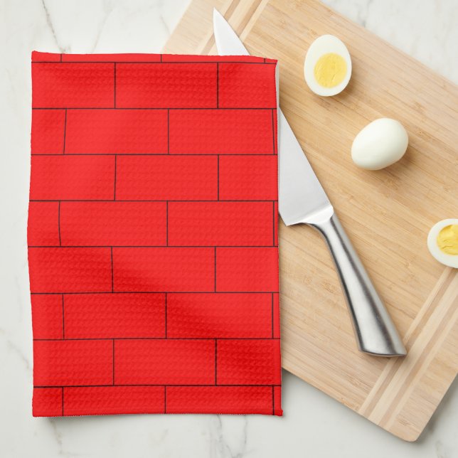 Rotes Ziegeldesign Geschirrtuch (Viertel Falte)