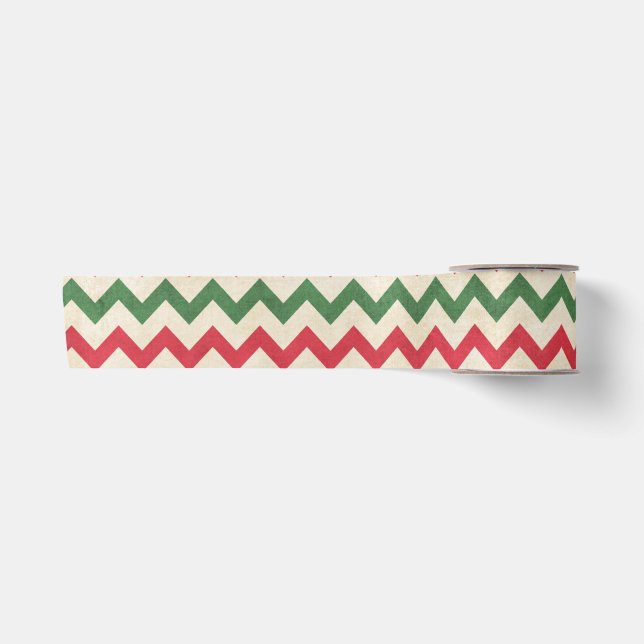 Rotes Zig-Zag-Muster Satinband (Vorderseite)