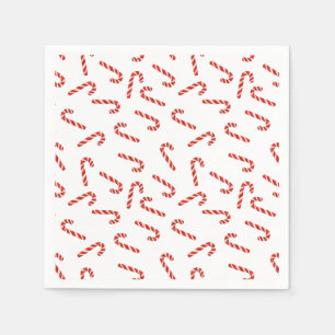 Rotes Zuckerstange-Aquarell-Feiertags-Muster Serviette