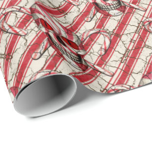 Rotes Zuckerstange-Zuckerschädel-Packpapier Geschenkpapier