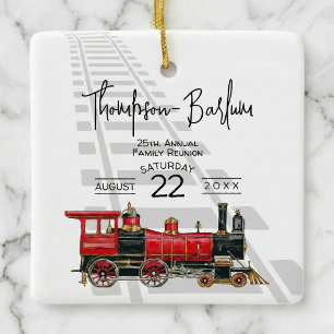 Rotes Zug Familienzusammenkunft Keramikornament