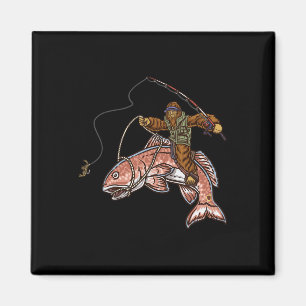 Rotfisch Angeln Jagd Bigfoot Fischer Magnet