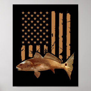Rotfisch-Angeln Red Drum Tailing USA Amerikanische Poster