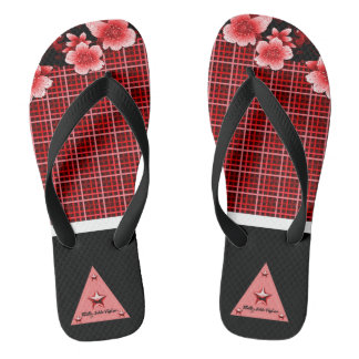 Rotflorale Flip Flops