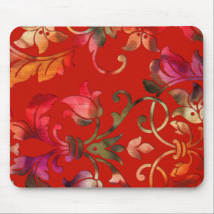 Rotflorale Muster Damask Mousepad