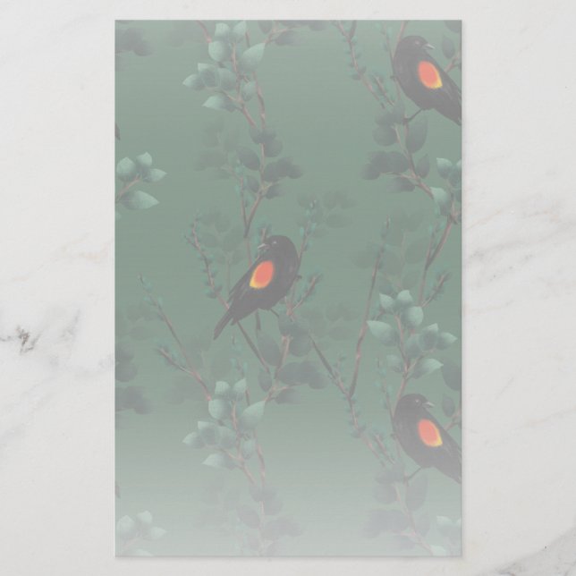 Rotflügel-Schwarzvogelmuster Briefpapier (Vorderseite)