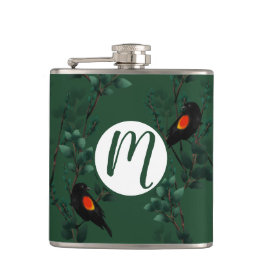 Rotflügel-Schwarzvogelmuster Flachmann