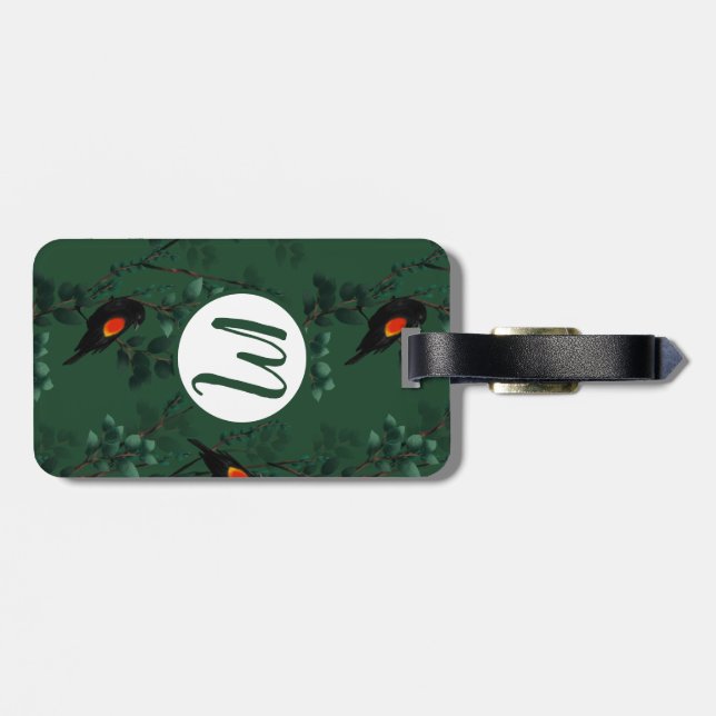 Rotflügel-Schwarzvogelmuster Gepäckanhänger (Rückseite horizontal)