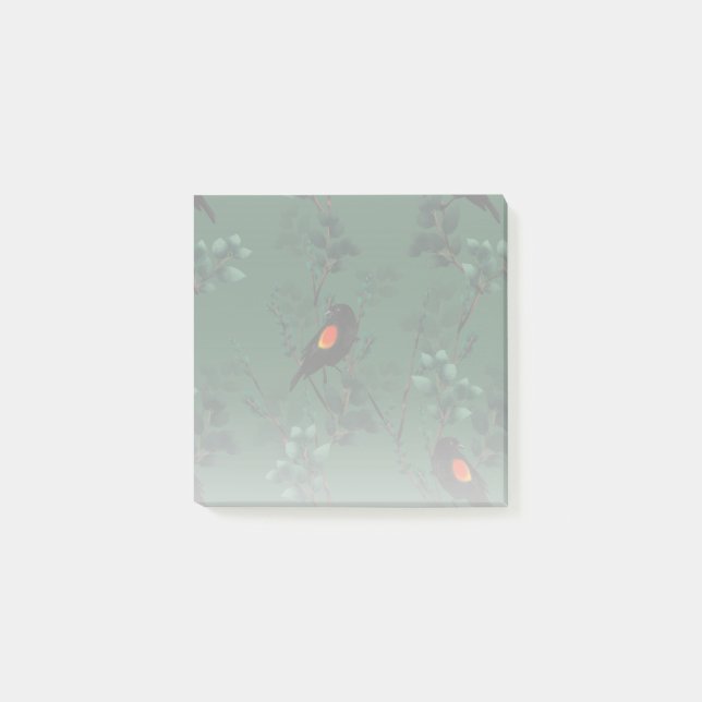 Rotflügel-Schwarzvogelmuster Post-it Klebezettel (Vorderseite)