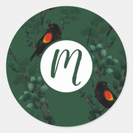 Rotflügel-Schwarzvogelmuster Runder Aufkleber