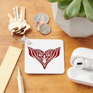 Rotflügeliger Vogel Neo-Tribal-Tätowierungsdesign Schlüsselanhänger