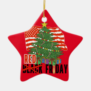 Rotfreitags-Weihnachtsbaum-Militär-US-Flagge Keramik Ornament