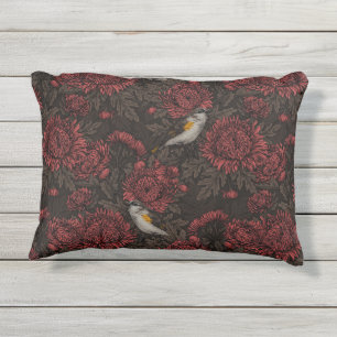 Rotfrüchte in den Chrysanthemen in braun und rot Kissen Für Draußen