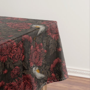 Rotfrüchte in den Chrysanthemen in braun und rot Tischdecke