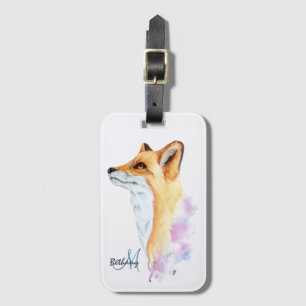 Rotfuchs-Aquarell personalisiert  Gepäckanhänger