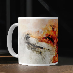 Rotfuchs-Aquarellporträt 01 Kaffeetasse