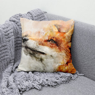Rotfuchs-Aquarellporträt 01 Kissen