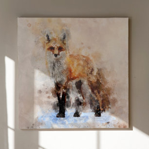 Rotfuchs-Aquarellporträt 02 Leinwanddruck