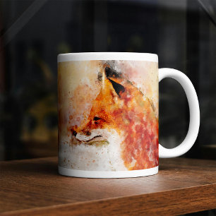 Rotfuchs-Aquarellporträt 03 Kaffeetasse