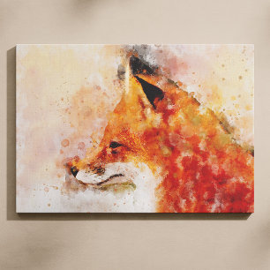Rotfuchs-Aquarellporträt 03 Leinwanddruck