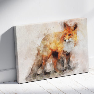 Rotfuchs-Aquarellporträt 04 Leinwanddruck