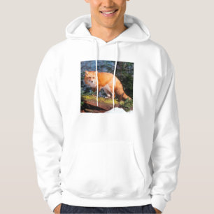 Rotfuchs auf einem Baumstamm Hoodie