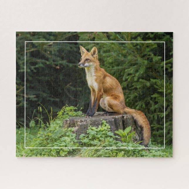 Rotfuchs auf einem Sockel Puzzle (Horizontal)