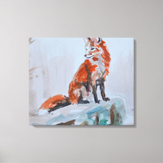 Rotfuchs auf Felsen Leinwanddruck