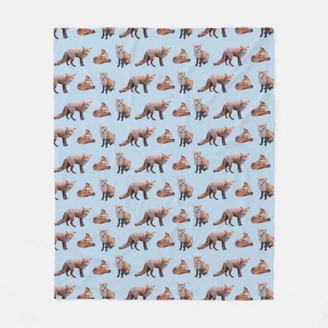 Rotfuchs-Fleece-Decke (Hellblau) Fleecedecke (Vorderseite)