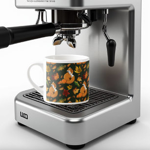 Rotfuchs Herbstlaub Eicheln Grüner Muster Espressotasse