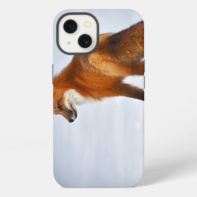 Rotfuchs im Winterschnee iPhone Hülle (Rückseite)
