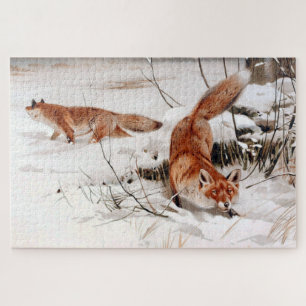 Rotfuchs im Winterschnee (von Wilhelm Kuhnert) Puzzle
