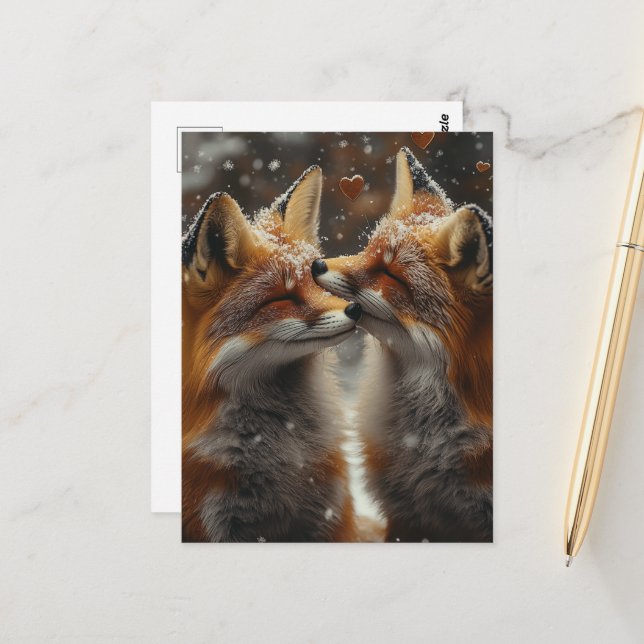 Rotfuchs in Liebe Postkarte (Vorderseite/Rückseite Beispiel)