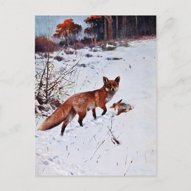 Rotfuchs-Jagdkunst Postkarte (Vorderseite)