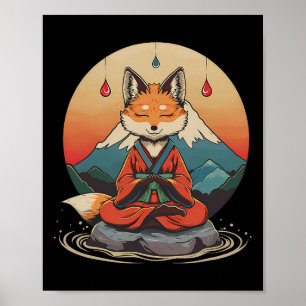 Rotfuchs-Meditations-Berg-Yoga-Zen-Buddha-Buddhi Poster