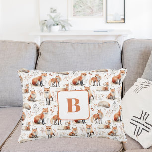 Rotfuchs-süße Tier-Kinderzimmer-Monogramm Dekokissen