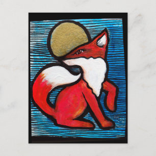 Rotfuchs Vollmond Treue Füchse Mondkind Postkarte