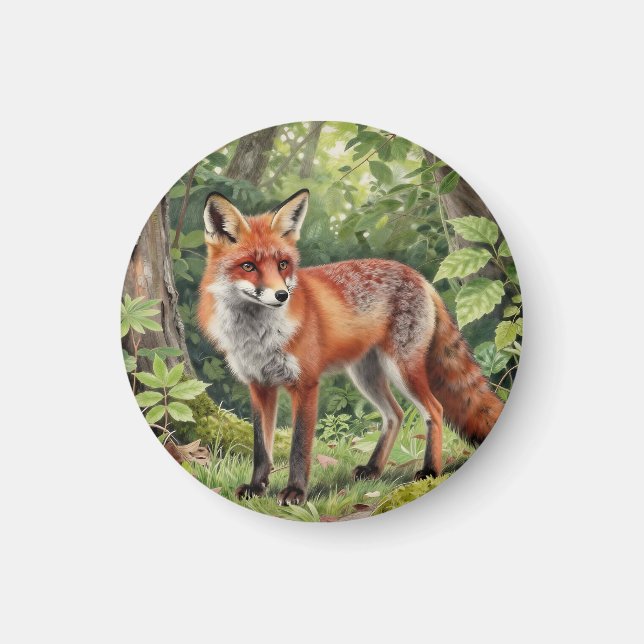 Rotfuchs-Wald-Wildnisporträt Magnet (Vorne)